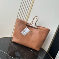 Replica Perfetta Borsa tote Chanel piccola preppy AS6058 Marrone Imitazione Outlet
