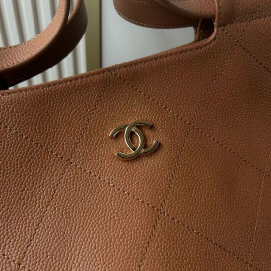 Replica Perfetta Borsa tote Chanel piccola preppy AS6058 Marrone Imitazione Outlet