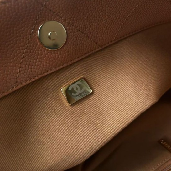 Replica Perfetta Borsa tote Chanel piccola preppy AS6058 Marrone Imitazione Outlet