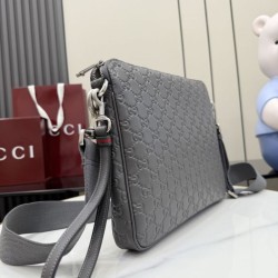 Replica di lusso Borsa a tracolla media Gucci 850214 con emblema GG grigio Falsa Online Replica Perfetta Borsa a tracolla media Gucci 850214 con emblema GG grigio Imitazione Outlet