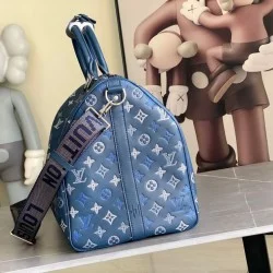 Replica Perfetta 163c01 chip Borse LV Keepall Bandoulière 50 M28836 Blu Imitazione Outlet