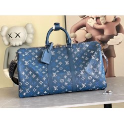 Replica Perfetta 163c01 chip Borse LV Keepall Bandoulière 50 M28836 Blu Imitazione Outlet