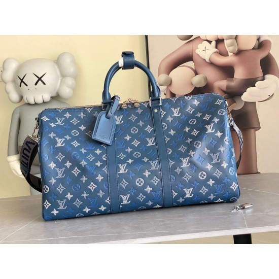Replica di lusso 163c01 chip Borse LV Keepall Bandoulière 50 M28836 Blu Falsa Online Replica Perfetta 163c01 chip Borse LV Keepall Bandoulière 50 M28836 Blu Imitazione Outlet