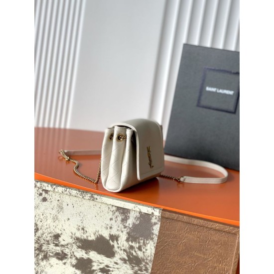 Replica di lusso Borsa a tracolla mini Nolita YSL Saint Laurent Beige Falsa Online Replica Perfetta Borsa a tracolla mini Nolita YSL Saint Laurent Beige Imitazione Outlet
