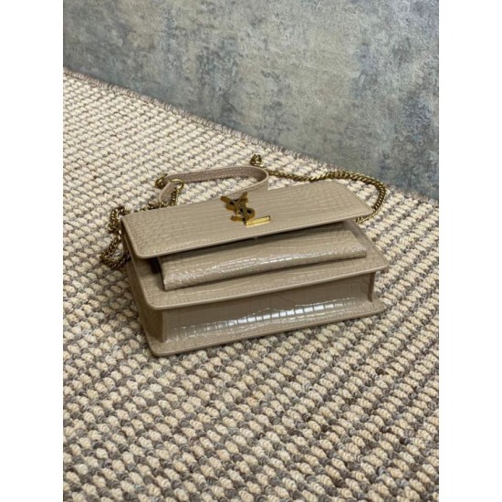 Replica di lusso YSL Saint Laurent Piccola Sunset con motivo coccodrillo 19cm albicocca Falsa Online Replica Perfetta YSL Saint Laurent Piccola Sunset con motivo coccodrillo 19cm albicocca Imitazione Outlet