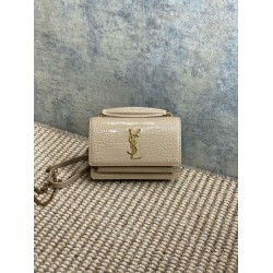 Replica Perfetta YSL Saint Laurent Piccola Sunset con motivo coccodrillo 19cm albicocca Imitazione Outlet