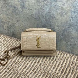 Replica Perfetta YSL Saint Laurent Piccola Sunset con motivo coccodrillo 19cm albicocca Imitazione Outlet
