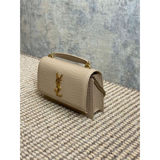 Replica di lusso YSL Saint Laurent Piccola Sunset con motivo coccodrillo 19cm albicocca Falsa Online Replica Perfetta YSL Saint Laurent Piccola Sunset con motivo coccodrillo 19cm albicocca Imitazione Outlet