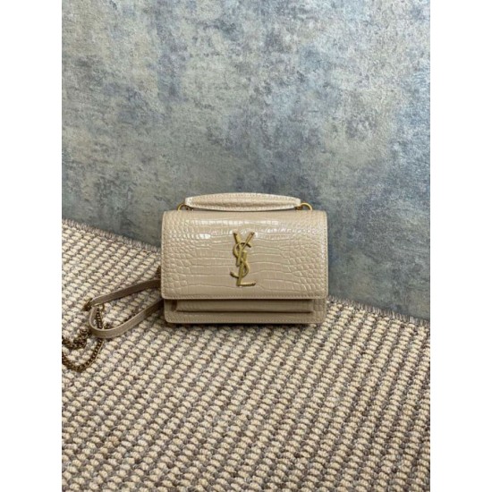 Replica di lusso YSL Saint Laurent Piccola Sunset con motivo coccodrillo 19cm albicocca Falsa Online Replica Perfetta YSL Saint Laurent Piccola Sunset con motivo coccodrillo 19cm albicocca Imitazione Outlet