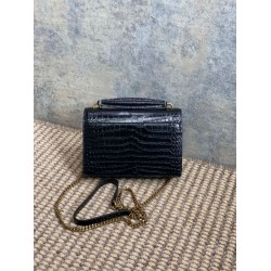 Replica Perfetta YSL Saint Laurent Piccola Sunset con motivo coccodrillo 19cm Nero Imitazione Outlet