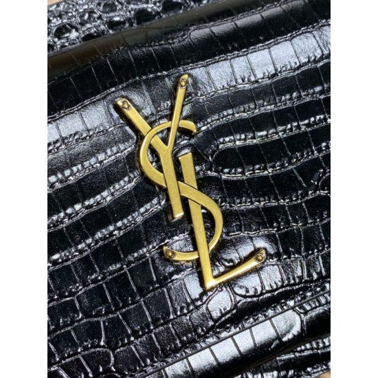 Replica di lusso YSL Saint Laurent Piccola Sunset con motivo coccodrillo 19cm Nero Falsa Online Replica Perfetta YSL Saint Laurent Piccola Sunset con motivo coccodrillo 19cm Nero Imitazione Outlet