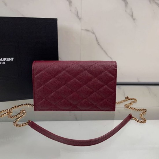 Replica Perfetta Borsa a catena trapuntata Becky YSL Saint Laurent Rosso 20cm Imitazione Outlet