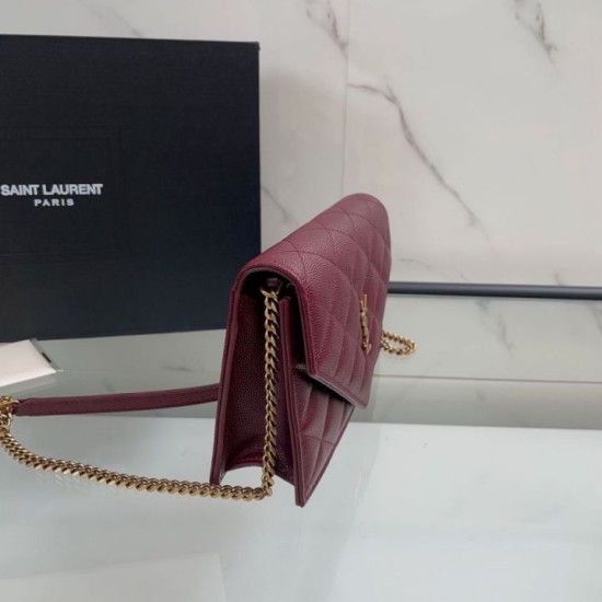 Replica Perfetta Borsa a catena trapuntata Becky YSL Saint Laurent Rosso 20cm Imitazione Outlet