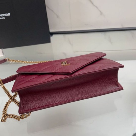 Replica Perfetta Borsa a catena trapuntata Becky YSL Saint Laurent Rosso 20cm Imitazione Outlet