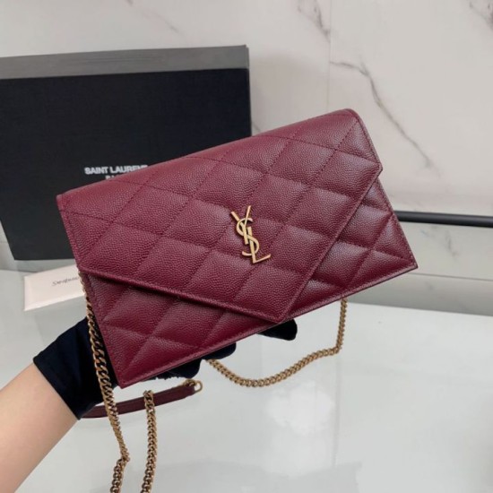 Replica Perfetta Borsa a catena trapuntata Becky YSL Saint Laurent Rosso 20cm Imitazione Outlet