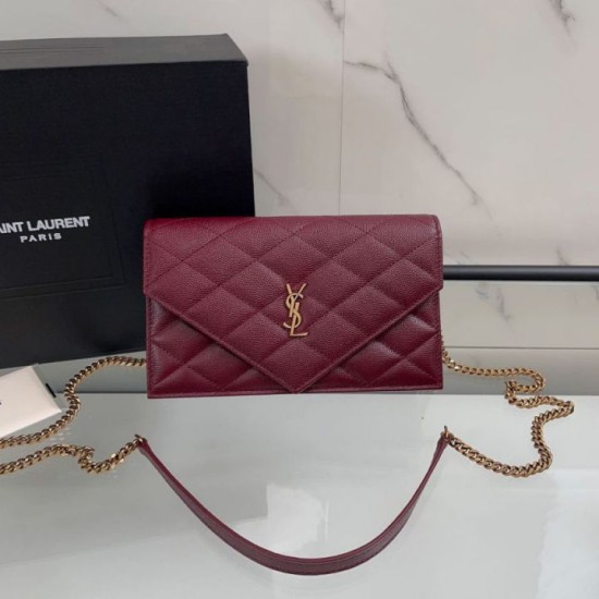 Replica Perfetta Borsa a catena trapuntata Becky YSL Saint Laurent Rosso 20cm Imitazione Outlet