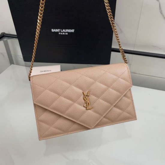 Replica di lusso Borsa a catena trapuntata Becky YSL Saint Laurent albicocca Falsa Online Replica Perfetta Borsa a catena trapuntata Becky YSL Saint Laurent albicocca Imitazione Outlet