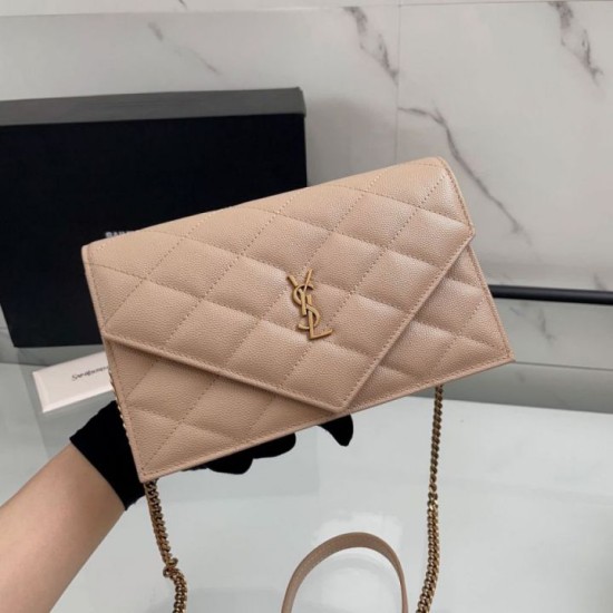 Replica di lusso Borsa a catena trapuntata Becky YSL Saint Laurent albicocca Falsa Online Replica Perfetta Borsa a catena trapuntata Becky YSL Saint Laurent albicocca Imitazione Outlet