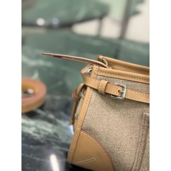 Replica Perfetta Borsa Prada Bonne lino con manici superiori 1BA426 marrone Imitazione Outlet