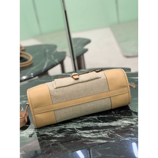 Replica Perfetta Borsa Prada Bonne lino con manici superiori 1BA426 marrone Imitazione Outlet
