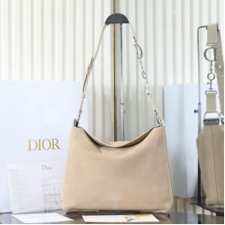 Replica Perfetta Borsa Diorly Dior medio Custian Hobo 26s scamosciata di vitello beige