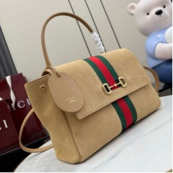 Replica Perfetta Borsa a mano media Gucci Paparazzo 875018 scamosciata albicocca