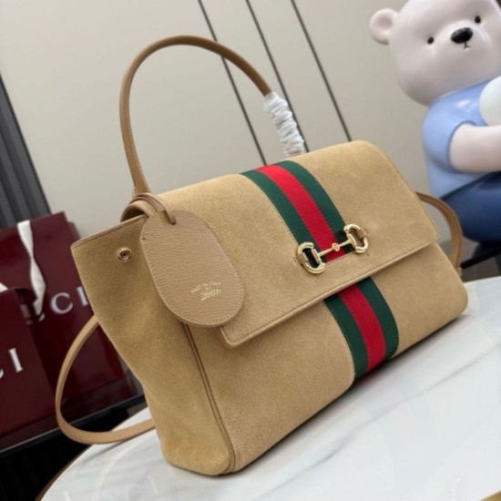 Replica Perfetta Borsa a mano media Gucci Paparazzo 875018 scamosciata albicocca