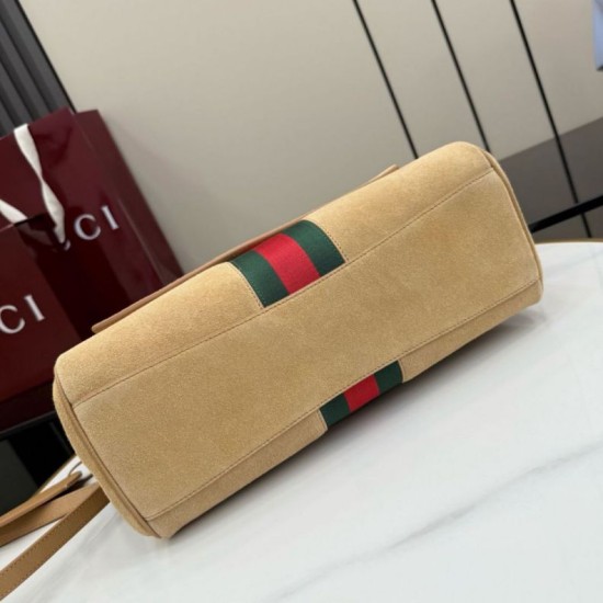 Replica Perfetta Borsa a mano media Gucci Paparazzo 875018 scamosciata albicocca