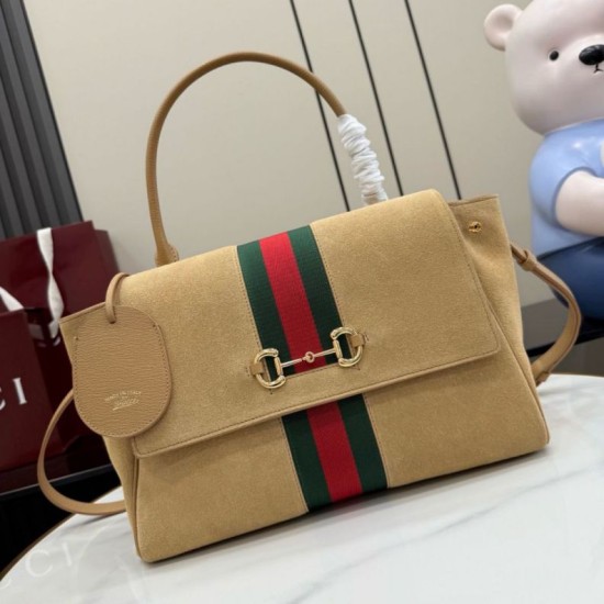 Replica Perfetta Borsa a mano media Gucci Paparazzo 875018 scamosciata albicocca