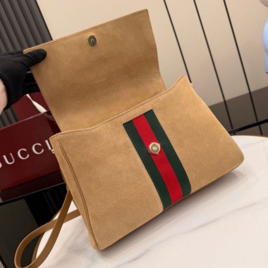 Replica Perfetta Borsa a mano media Gucci Paparazzo 875018 scamosciata albicocca