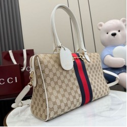 Replica Perfetta Borsa a bauletto grande Gucci 866734 albicocca/bianca