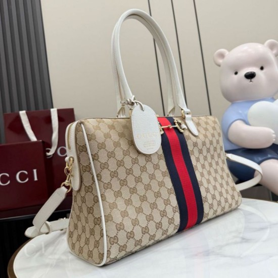 Replica Perfetta Borsa a bauletto grande Gucci 866734 albicocca/bianca
