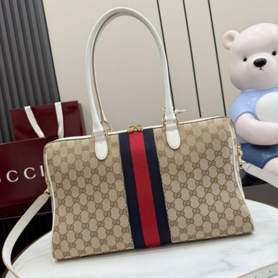 Replica Perfetta Borsa a bauletto grande Gucci 866734 albicocca/bianca