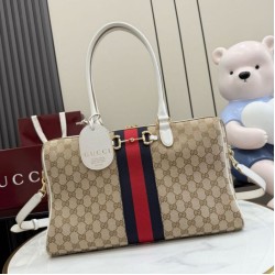 Replica Perfetta Borsa a bauletto grande Gucci 866734 albicocca/bianca