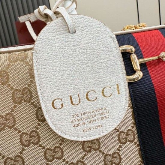 Replica Perfetta Borsa a bauletto grande Gucci 866734 albicocca/bianca