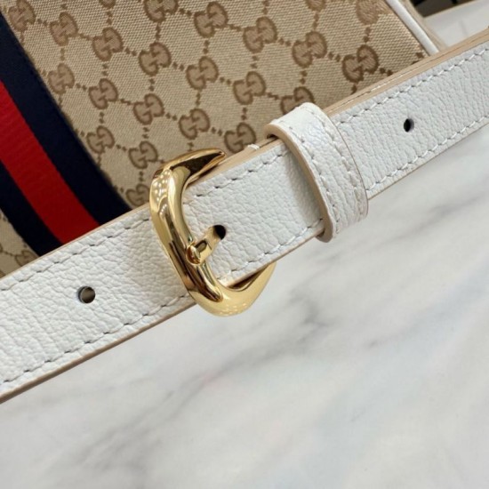 Replica Perfetta Borsa a bauletto grande Gucci 866734 albicocca/bianca