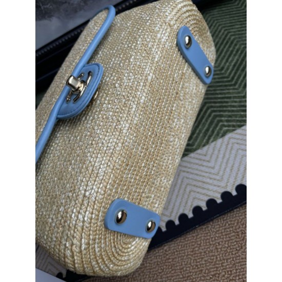 Falso imitazione Borsa a tracolla classica Chanel 26C AS6017 rafia blu Replica Perfetta Borsa a tracolla classica Chanel 26C AS6017 rafia blu