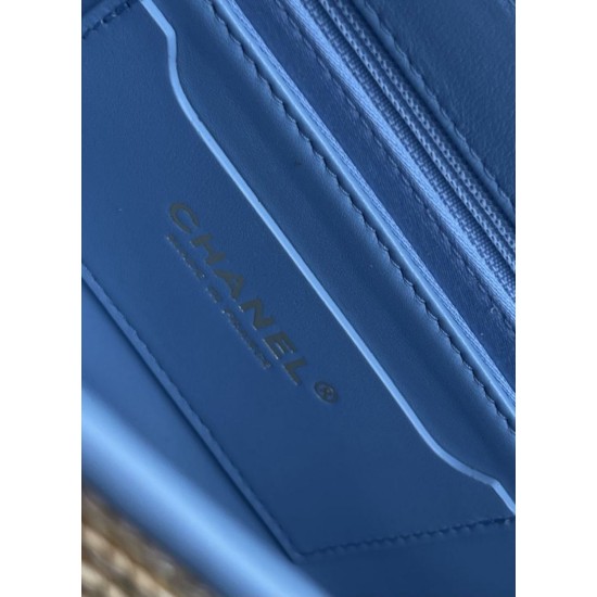Falso imitazione Borsa a tracolla classica Chanel 26C AS6017 rafia blu Replica Perfetta Borsa a tracolla classica Chanel 26C AS6017 rafia blu