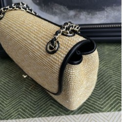 Falso imitazione Borsa a tracolla classica Chanel 26C AS6017 rafia Nero Replica Perfetta Borsa a tracolla classica Chanel 26C AS6017 rafia Nero