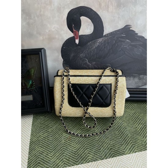 Falso imitazione Borsa a tracolla classica Chanel 26C AS6017 rafia Nero Replica Perfetta Borsa a tracolla classica Chanel 26C AS6017 rafia Nero