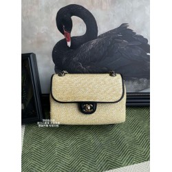 Replica Perfetta Borsa a tracolla classica Chanel 26C AS6017 rafia Nero