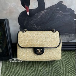 Replica Perfetta Borsa a tracolla classica Chanel 26C AS6017 rafia Nero