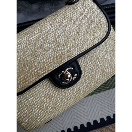 Falso imitazione Borsa a tracolla classica Chanel 26C AS6017 rafia Nero Replica Perfetta Borsa a tracolla classica Chanel 26C AS6017 rafia Nero