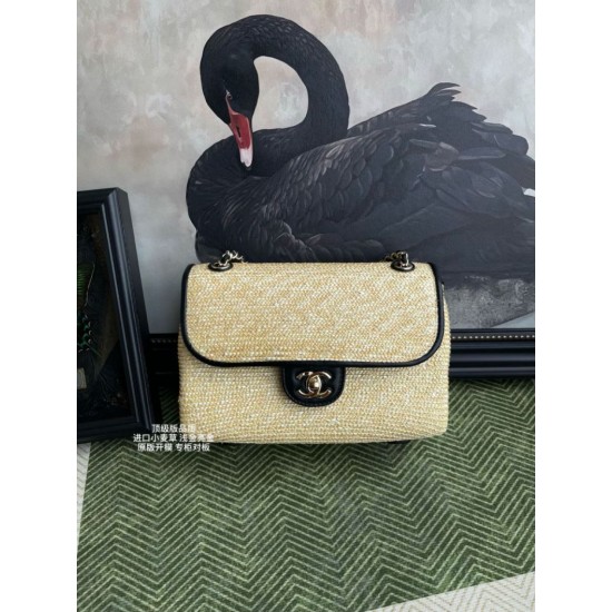 Falso imitazione Borsa a tracolla classica Chanel 26C AS6017 rafia Nero Replica Perfetta Borsa a tracolla classica Chanel 26C AS6017 rafia Nero