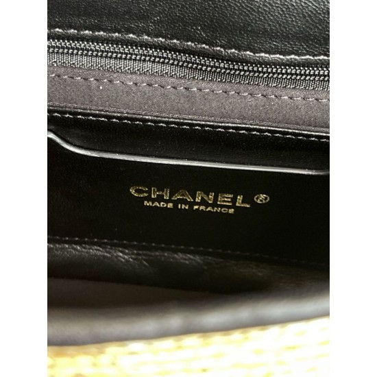 Falso imitazione Borsa a tracolla classica Chanel 26C AS6017 rafia Nero Replica Perfetta Borsa a tracolla classica Chanel 26C AS6017 rafia Nero