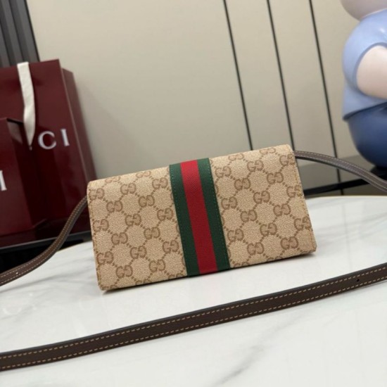 Falso imitazione Pochette piccola Gucci con tracolla A002KM tela GG marrone Replica Perfetta Pochette piccola Gucci con tracolla A002KM tela GG marrone