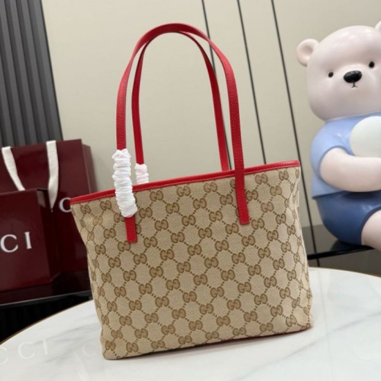 Replica Perfetta Borsa tote piccola Gucci Tribeca tela rossa 25cm