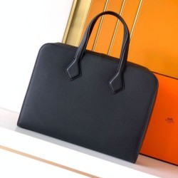 Replica di lusso Valigetta da lavoro Hermes Elephant Nero Imitazione Falso