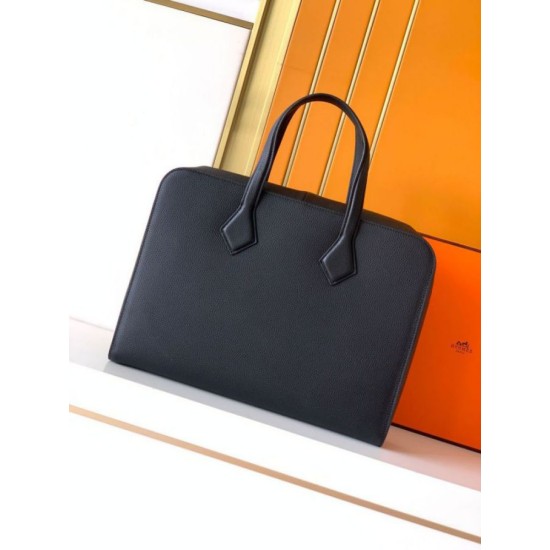Replica di lusso Valigetta da lavoro Hermes Elephant Nero Imitazione Falso