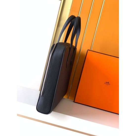 Replica di lusso Valigetta da lavoro Hermes Elephant Nero Imitazione Falso